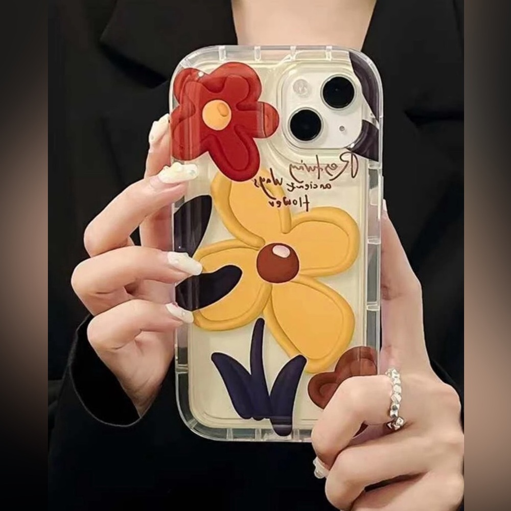 Floral Pattern Clear Phone Case Compatible With IPhone 15/15Pro/15Plus/15Promax